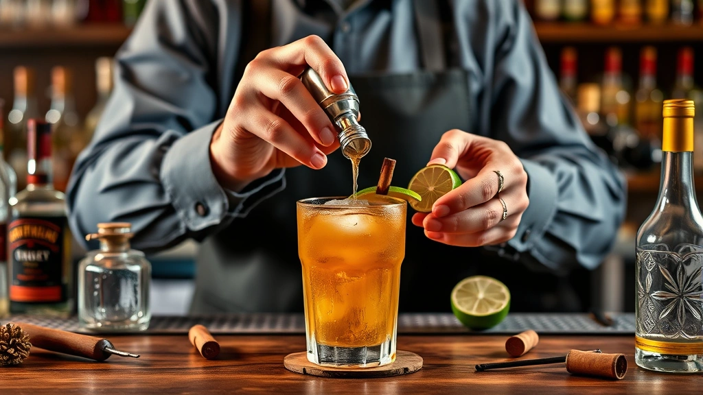 holiday drink recipes -
Photorealistic hands of bartender preparing holiday cocktails in a home bar set