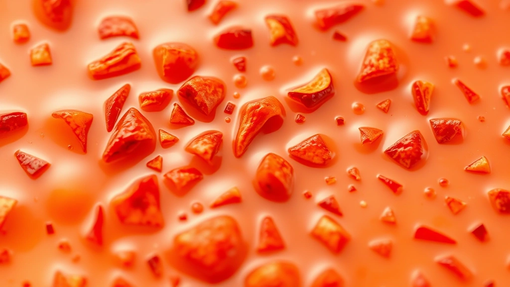 hot honey recipe -
photorealistic close-up macro shot of hot honey with visible red pepper flakes 