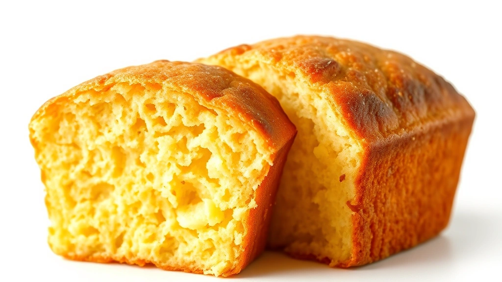 hot water cornbread recipe -
Photorealistic close-up macro photography of hot water cornbread cross-section 