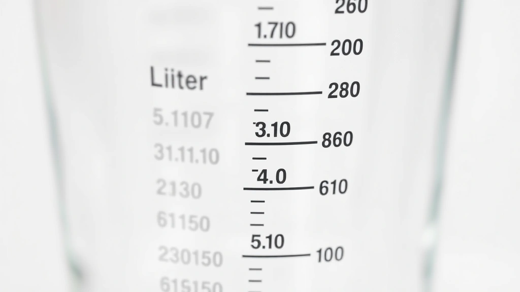 how big is 1.5 l to oz -
Photorealistic close-up macro photography of measurement markings on a glass me