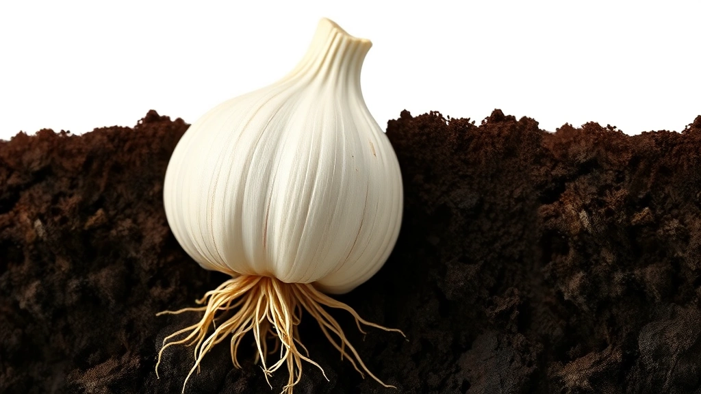 how deep to plant garlic -
Photorealistic close-up macro photography of a single garlic clove positioned a