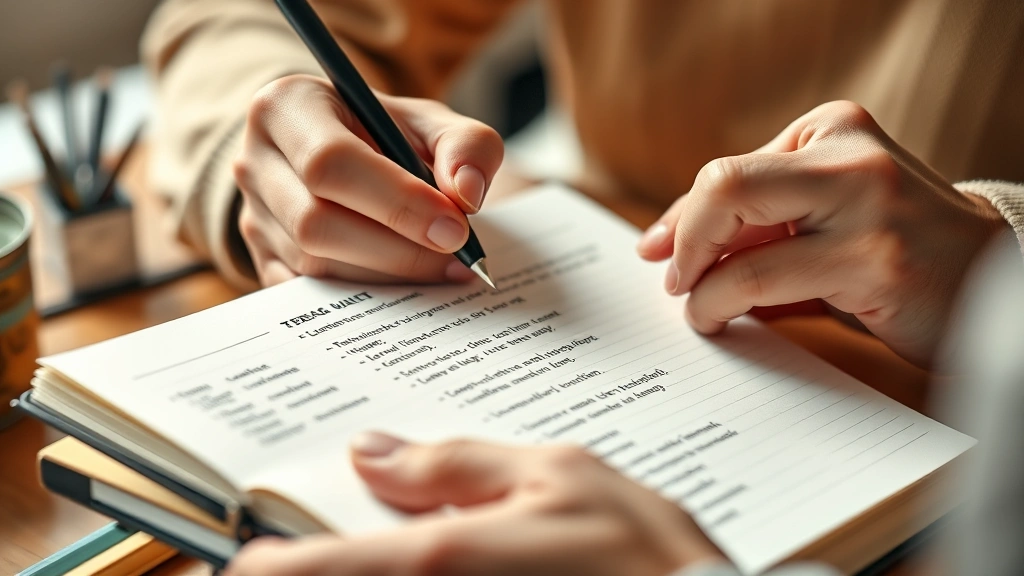 how do you say to french -
Photorealistic close-up of hands holding a French phrase notebook with written