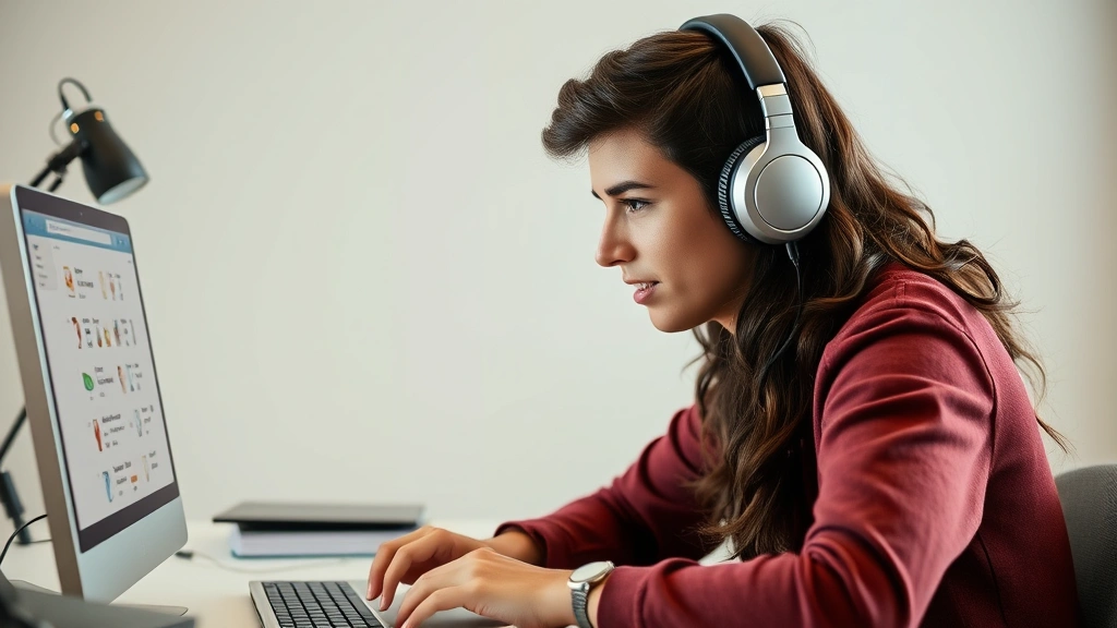 how do you say to french -
Photorealistic photo of a student practicing French pronunciation with headphon