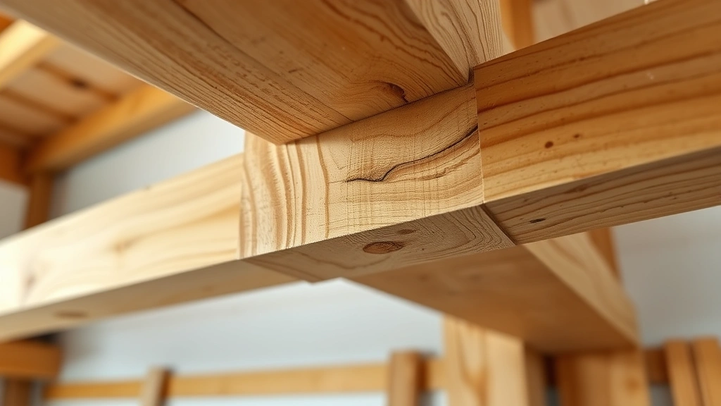 how long did it take noah to build the ark -
Photorealistic close-up macro photography of wooden beam joinery and mortise-an