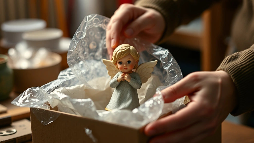 how long do sonny angels take to arrive -
Photorealistic close-up macro photography of hands carefully unpacking a Sonny 