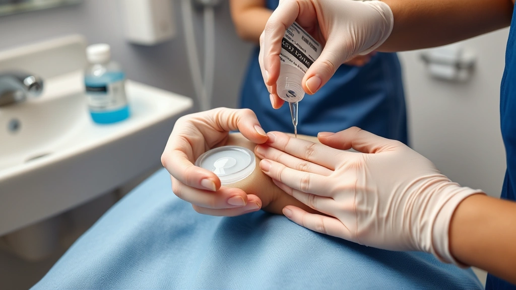 how long does a belly button piercing take to heal -
Photorealistic hands performing saline solution soak on a fresh navel piercing,