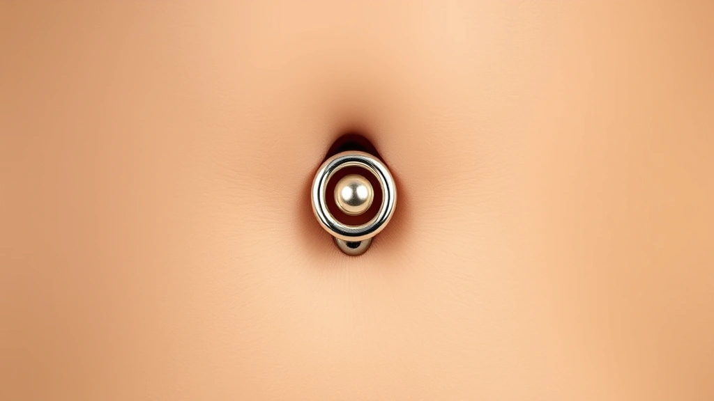 how long does a belly piercing take to heal -
Photorealistic detailed view of proper navel piercing jewelry placement and ana