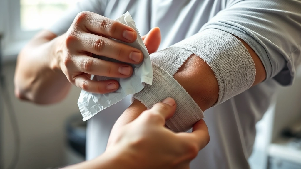how long does a bone bruise take to heal -
Photorealistic close-up of hands applying an ice pack wrapped in cloth to a bru