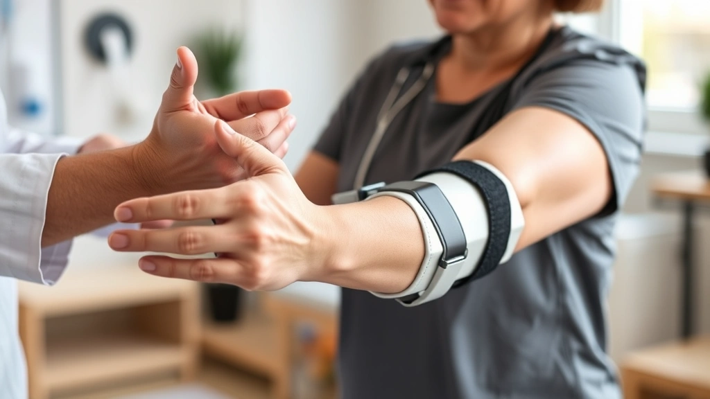 how long does a fracture take to heal -
Photorealistic hands of physical therapist working with patient during fracture