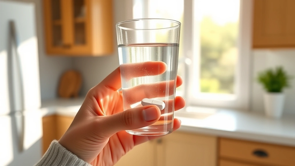how long does adderall take to work -
photorealistic hands holding a glass of water with an Adderall tablet, morning 