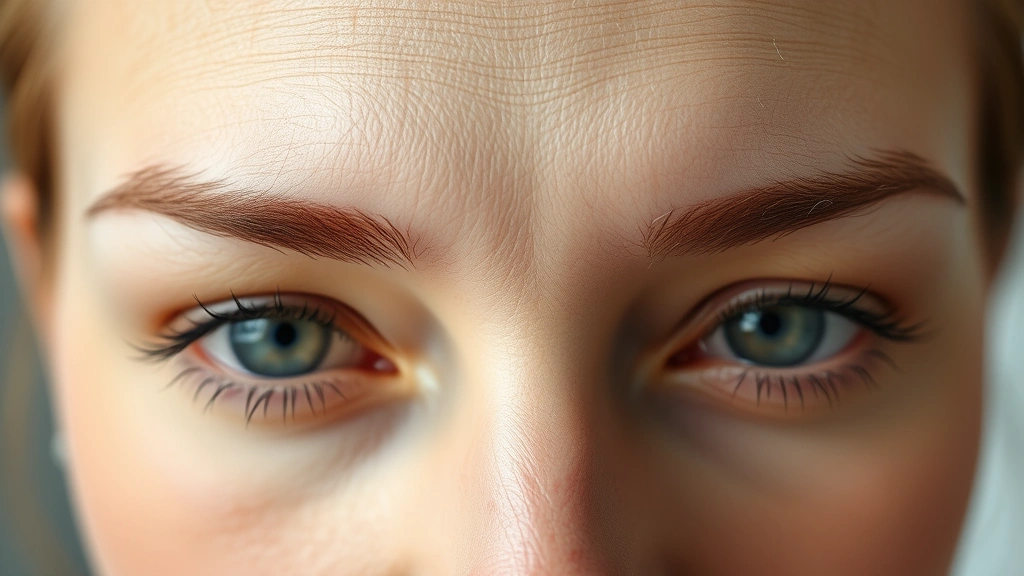 how long does botox take to work -
photorealistic close-up macro shot of smooth forehead skin texture after botox 