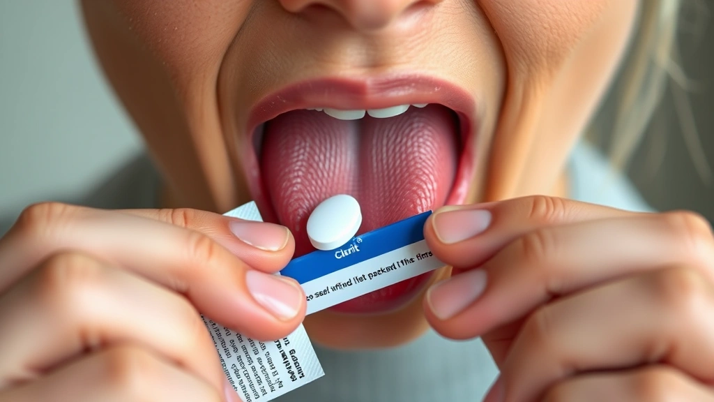 how long does claritin take to work -
photorealistic close-up of hands opening Claritin package and placing tablet on