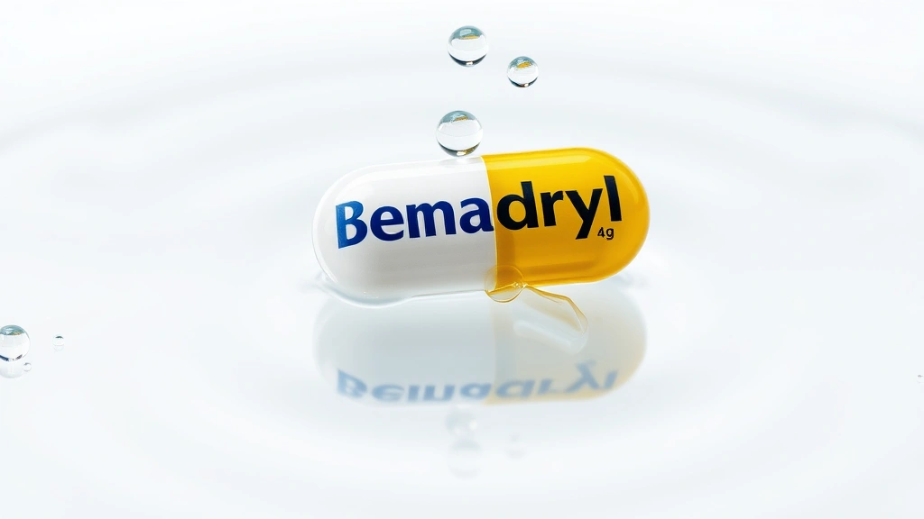 how long does it take benadryl to work -
Photorealistic macro photograph of Benadryl capsule dissolving in water droplet