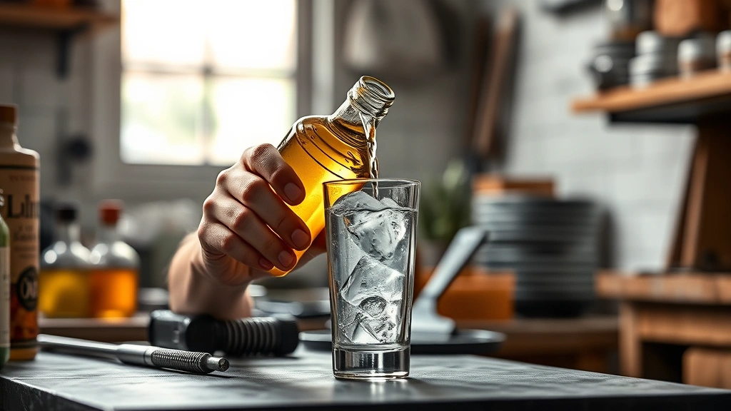how long does it take for alcohol to hit -
photorealistic hands working showing someone pouring a drink into a glass with 
