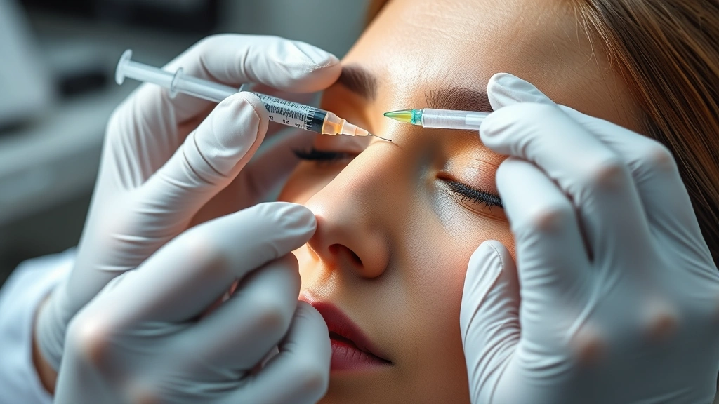 how long does it take for botox to work -
photorealistic close-up of dermatologist administering Botox injection to foreh