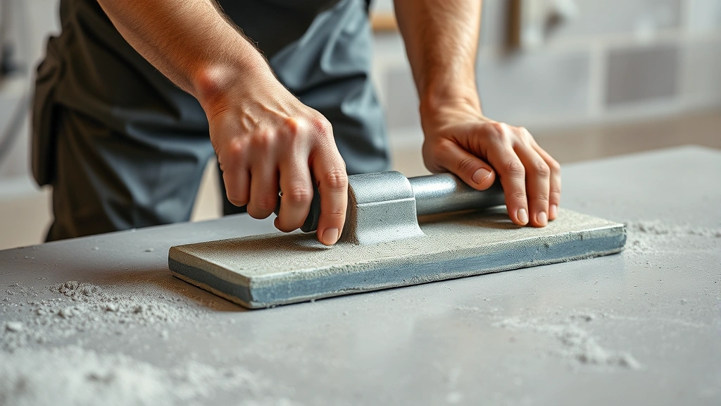 how long does it take for concrete to dry -
Photorealistic hands of worker troweling fresh concrete surface
