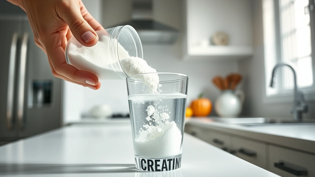 how long does it take for creatine to work -
Photorealistic close-up of hands pouring white creatine monohydrate powder into