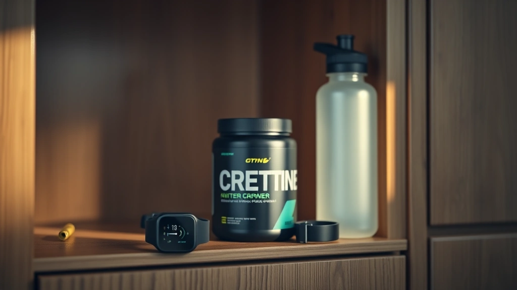 how long does it take for creatine to work -
Photorealistic image of a fitness tracker and water bottle on a wooden gym lock