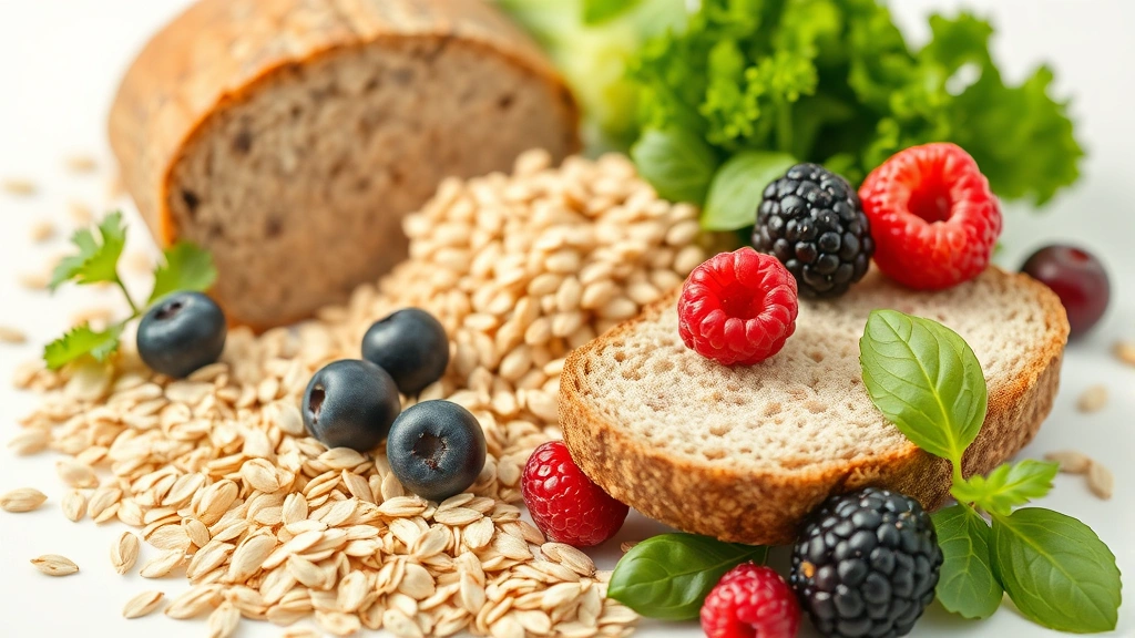 how long does it take for hemorrhoids to go away -
photorealistic close-up macro photography of fiber-rich foods including oats, w