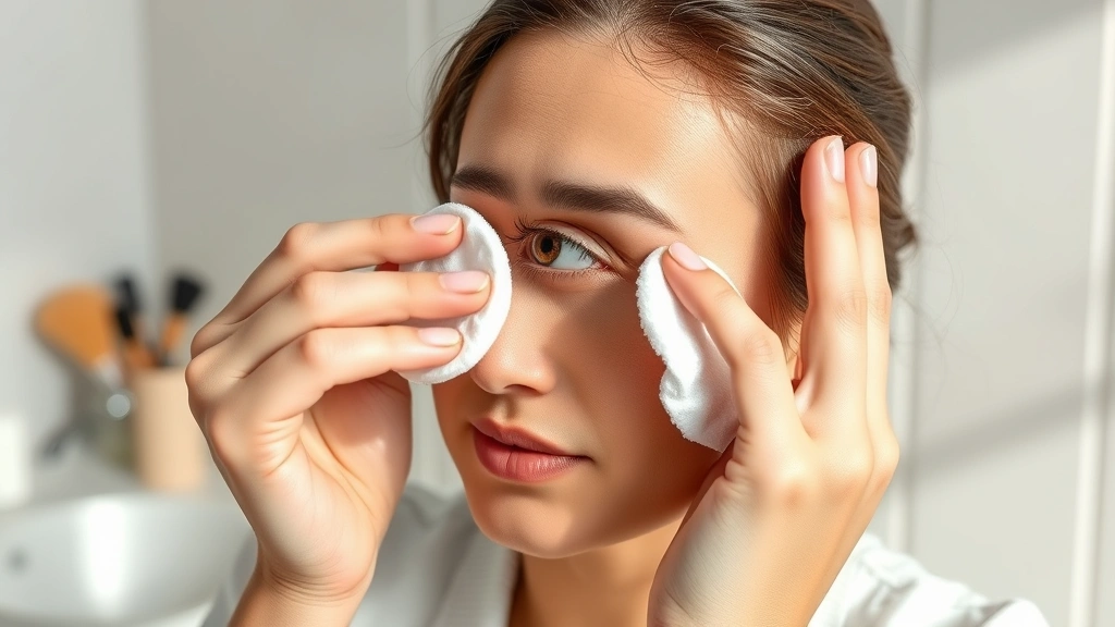 how long does it take for lashes to grow back -
Photorealistic hands gently cleansing an eye area with a soft cotton pad and oi