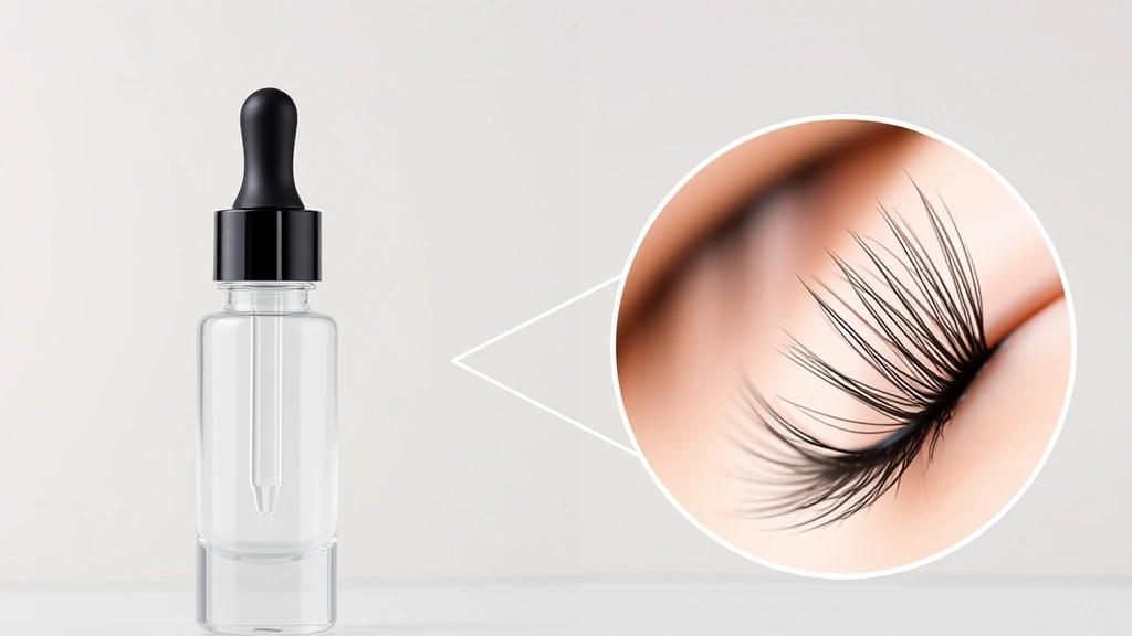 how long does it take for lashes to grow back -
Photorealistic lash serum bottle and applicator brush displayed with a magnifie