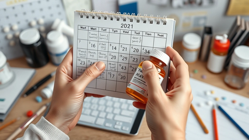 how long does it take for lexapro to work -
Photorealistic hands holding a calendar and medication bottle, marking dates on