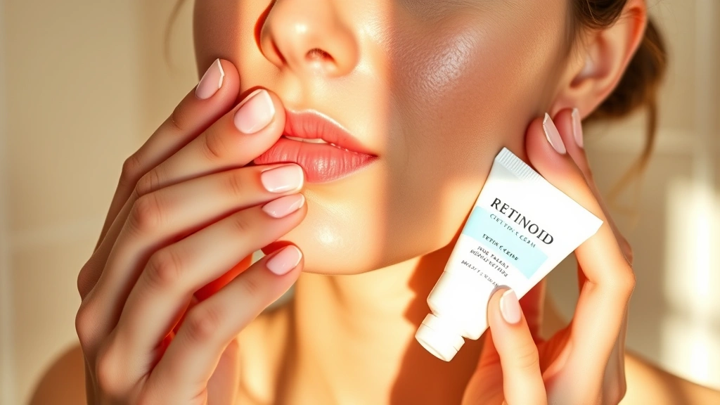 how long does it take for tretinoin to work -
photorealistic hands holding tretinoin cream tube and applying to clean face sk