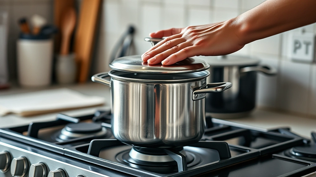 how long does it take for water to boil -
photorealistic hands placing lid on pot of water on gas stove burner, workshop 