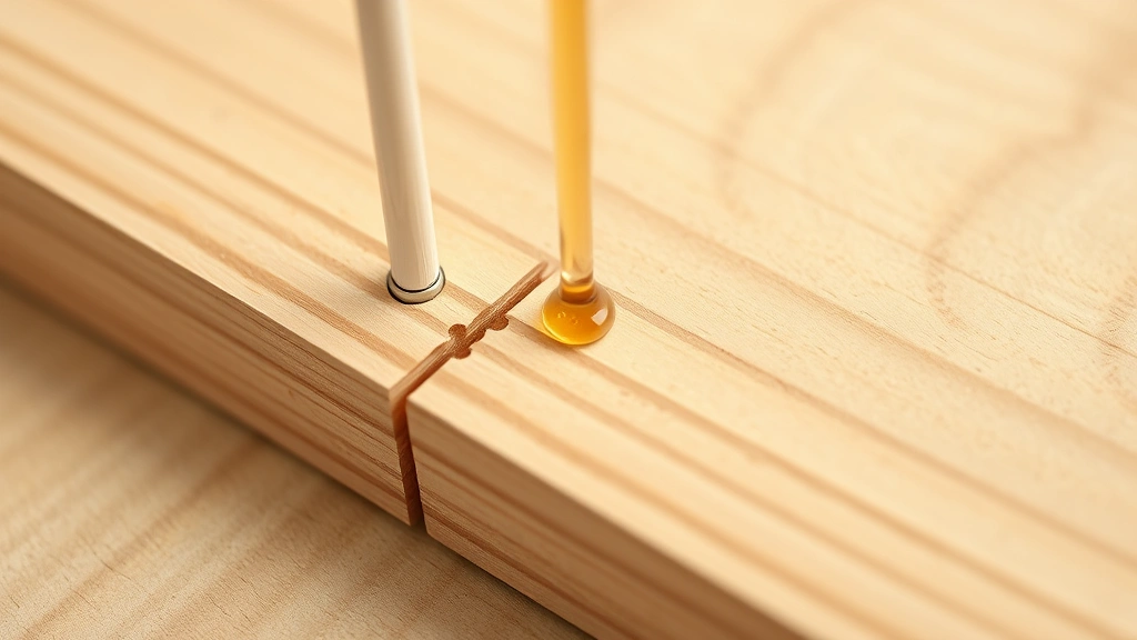 how long does it take for wood glue to dry -
photorealistic close-up macro photography, wood glue squeeze-out along a perfec