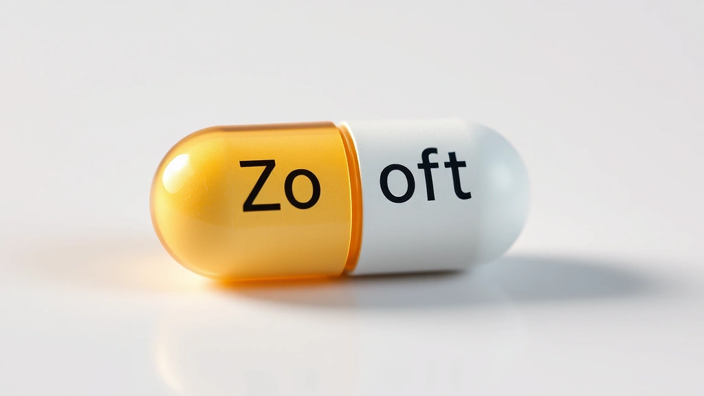 how long does it take for zoloft to work -
Photorealistic close-up macro shot of Zoloft sertraline medication tablet on cl