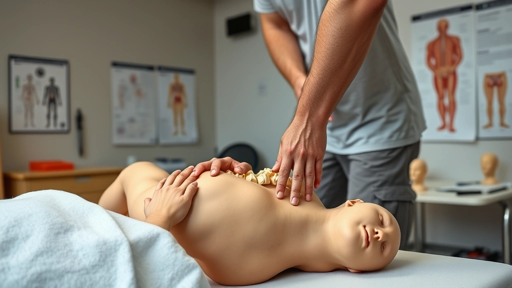 how long does it take to become a chiropractor -
Photorealistic hands-on image of chiropractic student practicing spinal palpati