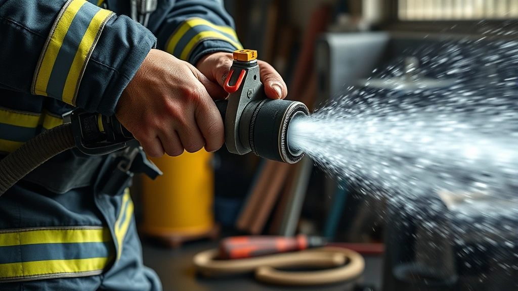 how long does it take to become a firefighter -
Photorealistic hands of firefighter trainee operating fire hose nozzle during a