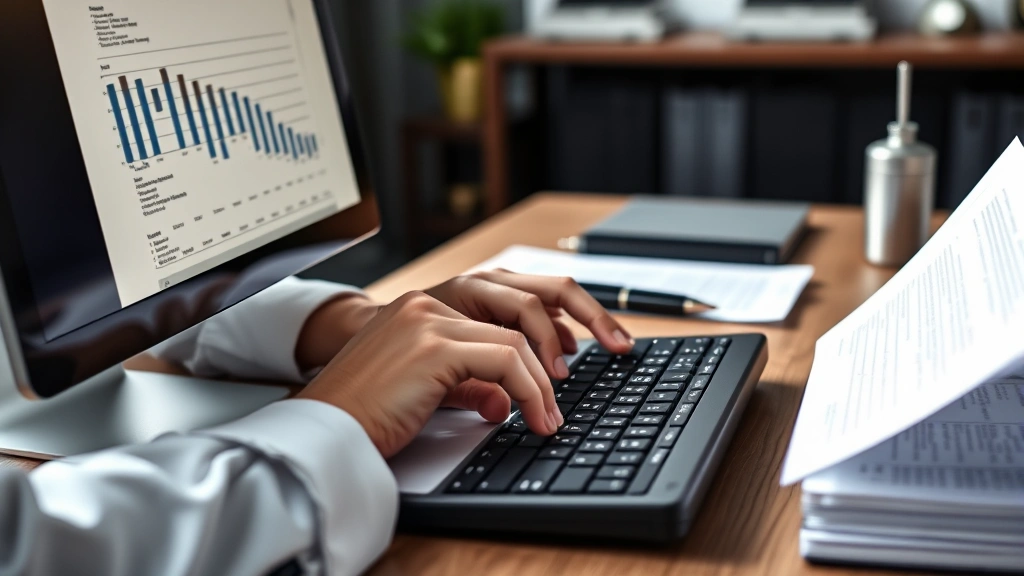 how long does it take to become a paralegal -
photorealistic hands of paralegal typing on computer keyboard while reviewing l