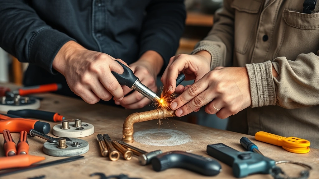 how long does it take to become a plumber -
photorealistic hands working, workshop setting, professional photography, no te