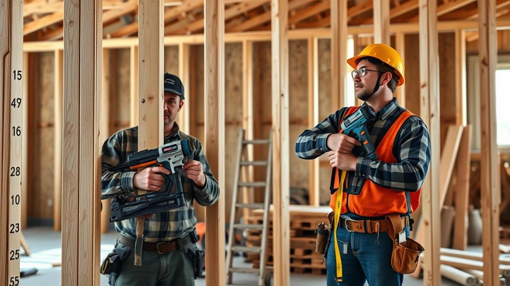 how long does it take to build a house -
photorealistic construction workers framing house walls with power tools, works