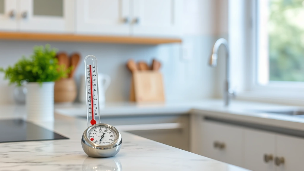 how long does it take to defrost a turkey -
kitchen counter with thermometer visible
