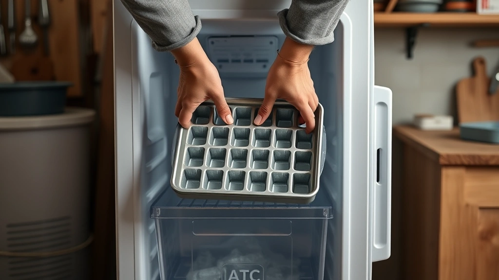 how long does it take to freeze water -
Photorealistic hands placing a metal ice cube tray into the back of a home free