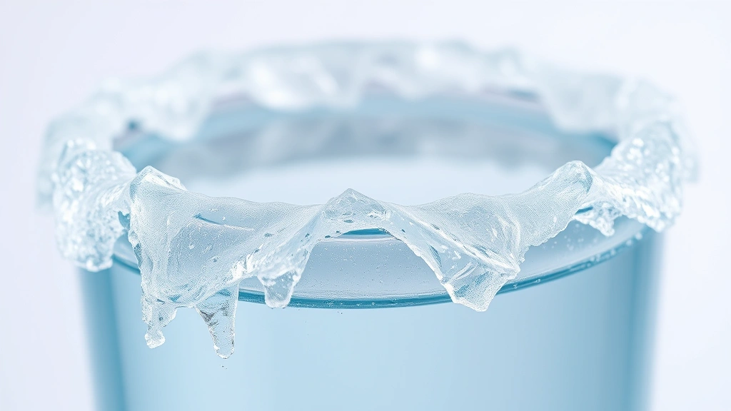 how long does it take to freeze water -
Photorealistic macro close-up of ice crystals forming around the edges of a wat