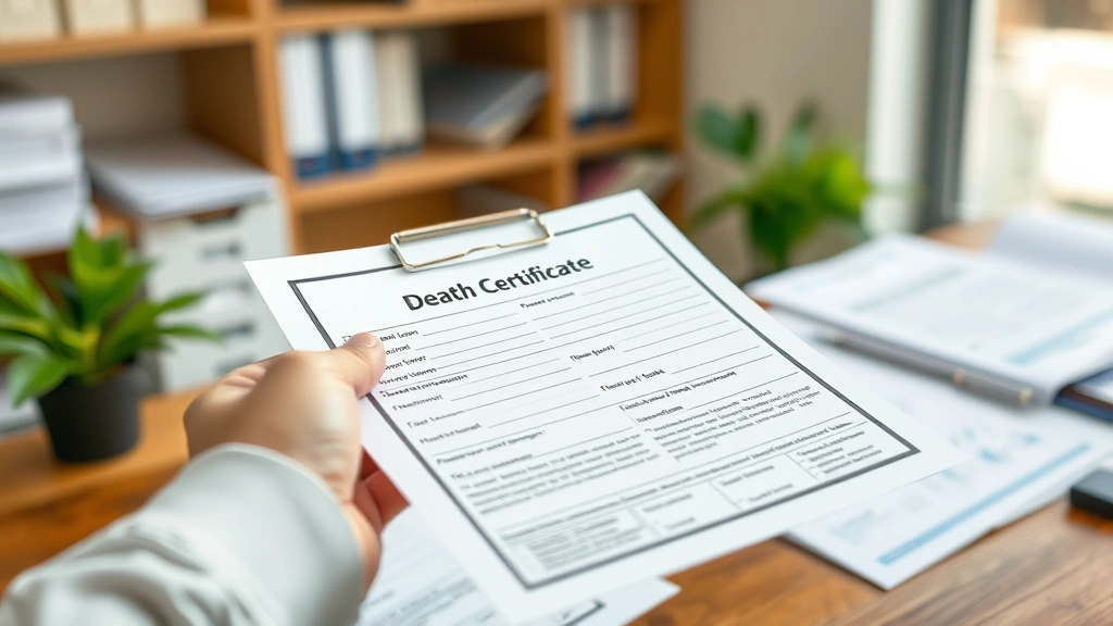 how long does it take to get a death certificate -
photorealistic hands holding completed death certificate form while filling out