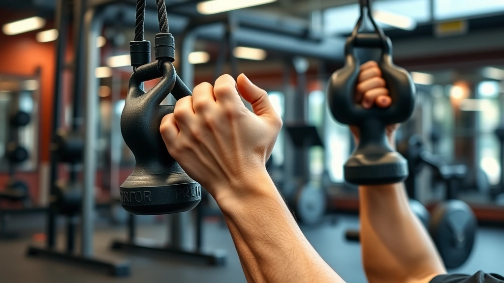 how long does it take to get abs -
Photorealistic hands performing weighted cable crunches in a gym setting, profe