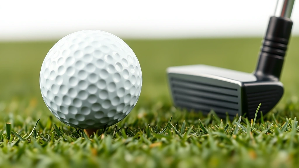how long does it take to golf 18 holes -
photorealistic close-up of golf ball on green with putter, macro photography, s