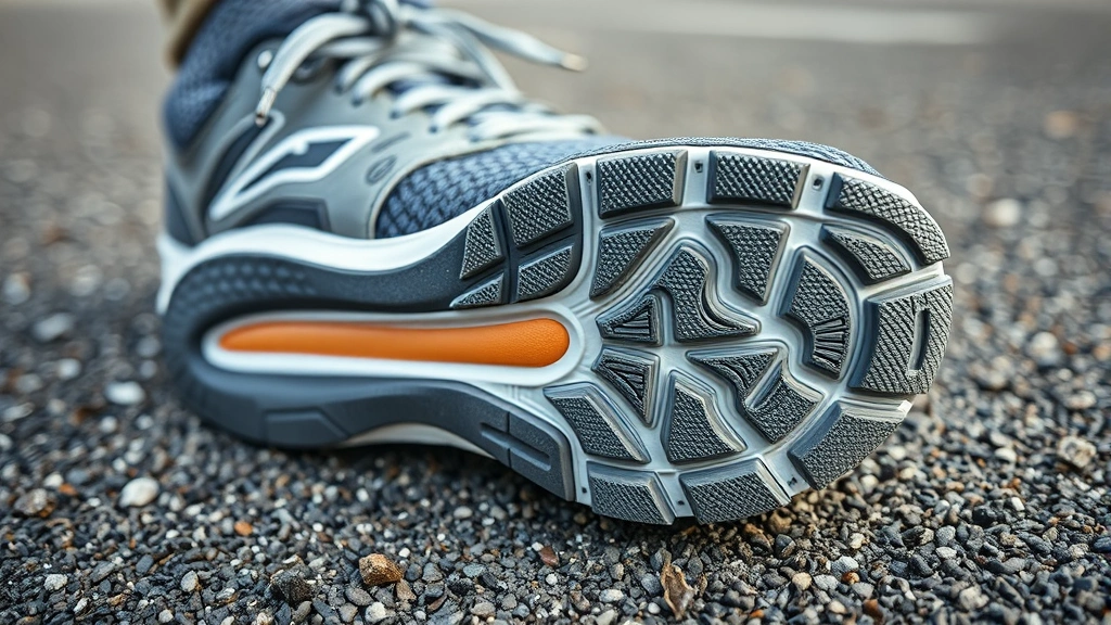 how long does it take to train for a marathon -
Photorealistic close-up macro photography of running shoe sole and pavement, sh