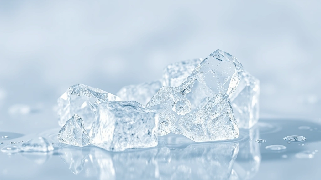 how long does it take water to freeze -
Photorealistic close-up macro photography of ice crystal formation on a water s