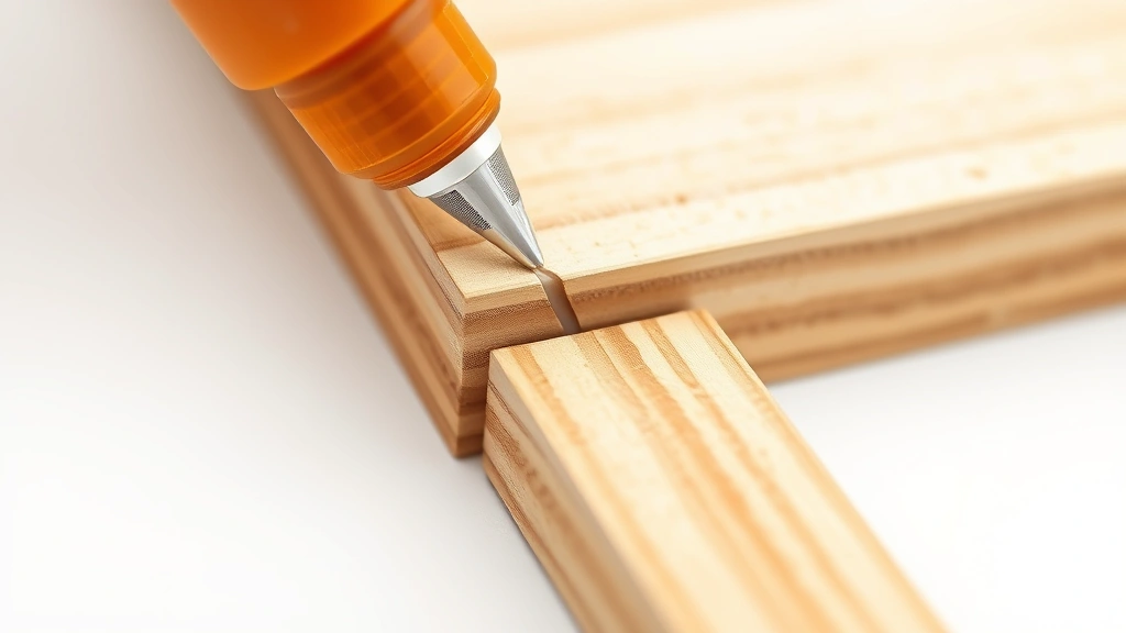 how long does it take wood glue to dry -
photorealistic close-up macro photography of wood glue squeeze-out line along a