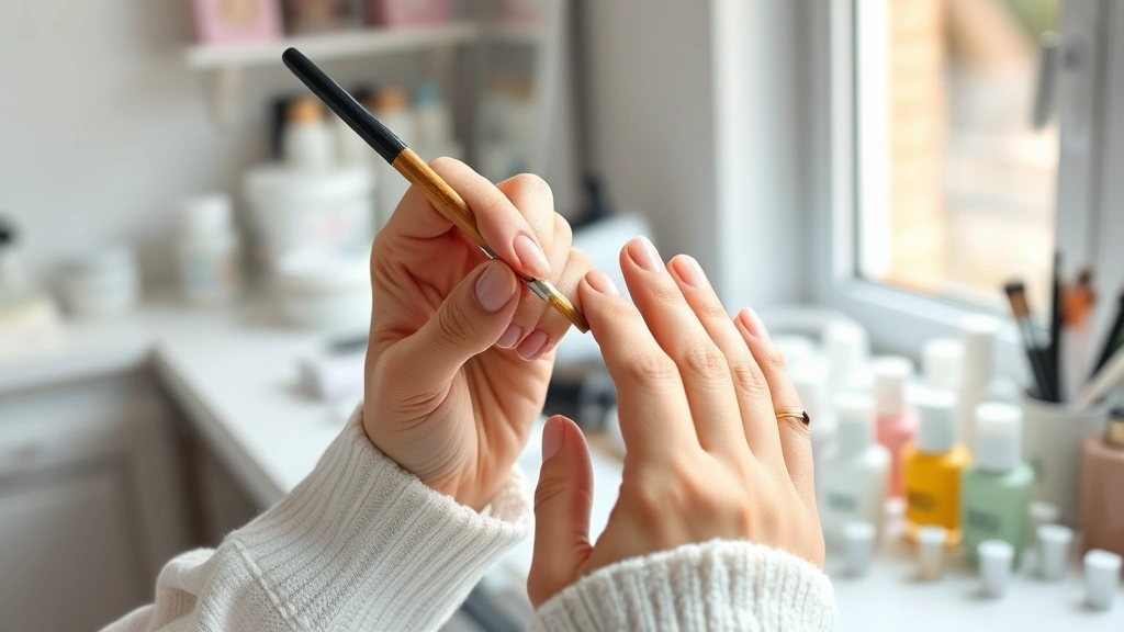 how long does nail polish take to dry -
Photorealistic hands carefully applying thin coat of nail polish with brush, sh