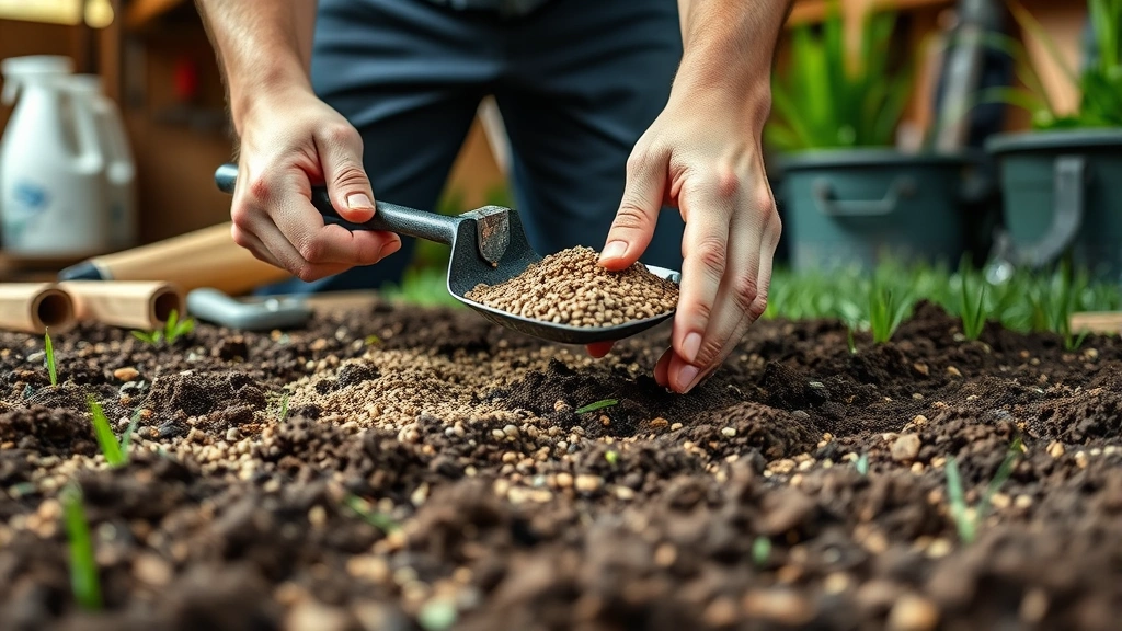 how long for grass seed to germinate -
Photorealistic hands spreading grass seed over prepared soil, workshop setting 