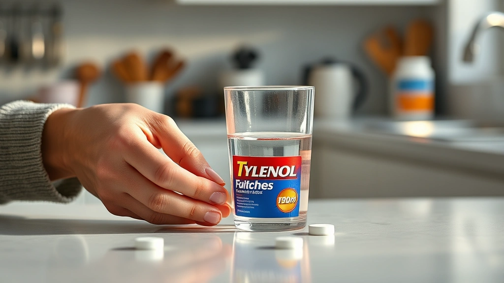 how long for tylenol to work -
Photorealistic hands of a person taking a Tylenol tablet with water at a clean 