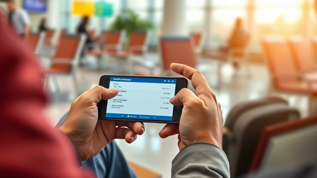 how long is a flight to japan -
Photorealistic hands of a traveler checking a flight booking confirmation on a