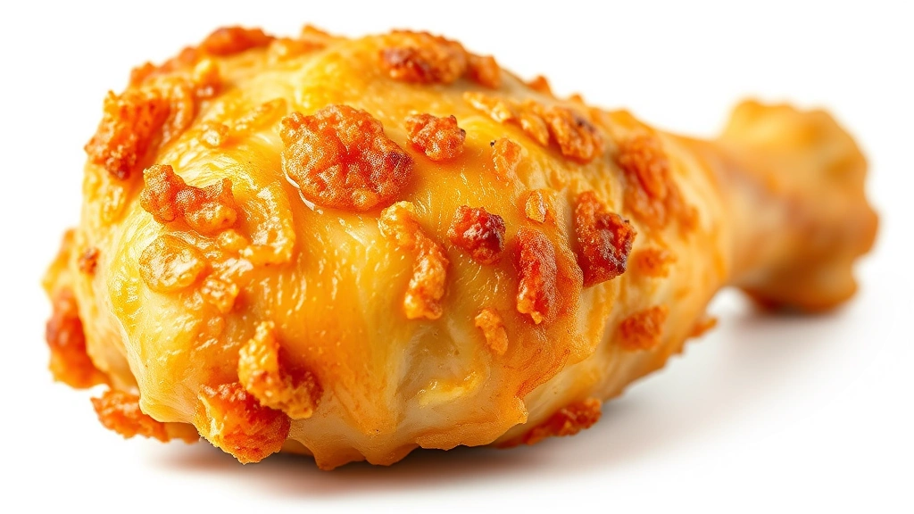 how long to bake chicken drumsticks -
photorealistic close-up macro photography of crispy golden chicken drumstick sk