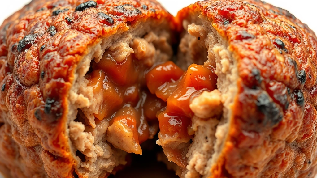 how long to bake meatballs at 400 -
photorealistic close-up macro photography of cross-section of cooked meatball s
